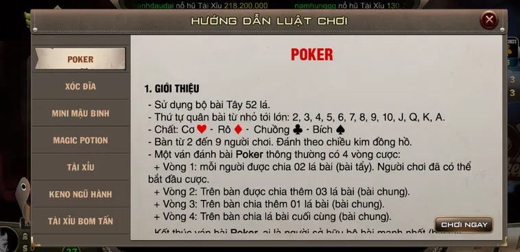 Đỉnh Cao Poker Tại BomWin Với Tỷ Lệ Thắng Cược Khổng Lồ Mỗi Ngày